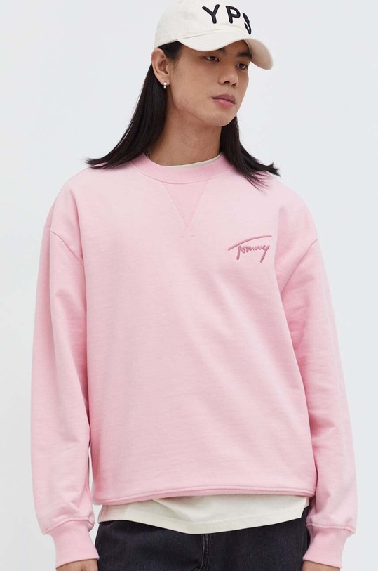 Tommy Jeans bluza bawełniana aplikacja różowy DM0DM17989