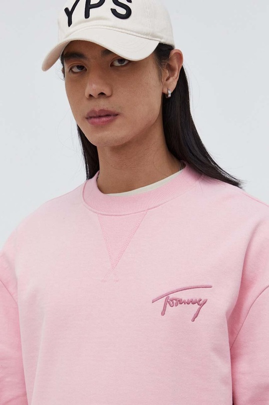 Tommy Jeans bluza bawełniana różowy DM0DM17989