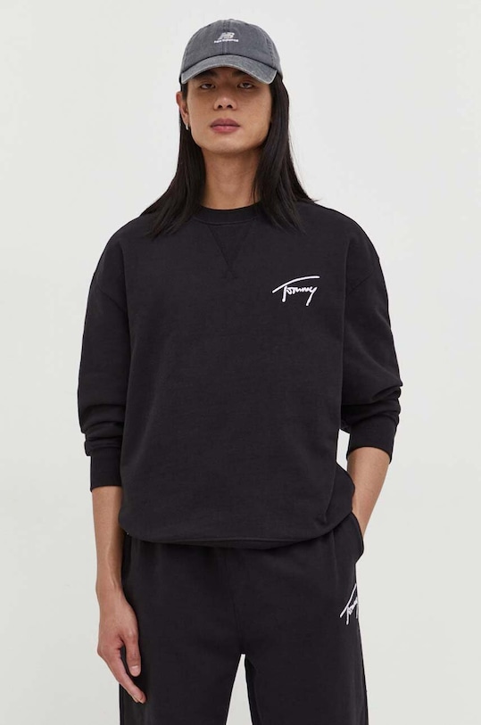 Pamučna dukserica Tommy Jeans pamuk crna DM0DM17989