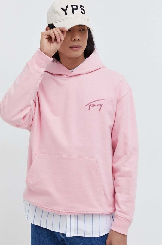Tommy Jeans bluza bawełniana z kapturem różowy DM0DM17990