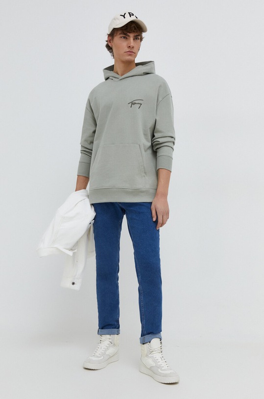 Bavlněná mikina Tommy Jeans DM0DM17990 zelená SS24