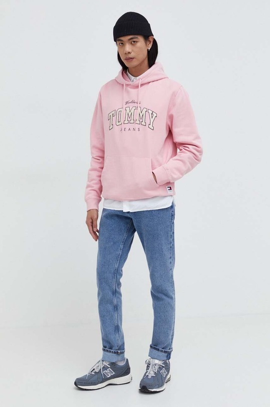 Tommy Jeans hanorac de bumbac DM0DM18401 roz SS24
