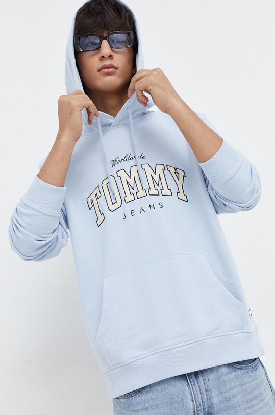 Tommy Jeans bluza bawełniana niebieski DM0DM18401