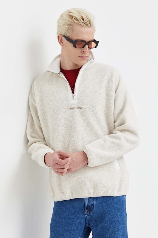 Tommy Jeans bluza polarowa bez kaptura beżowy DM0DM18412