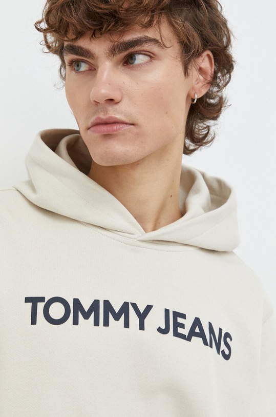 Bavlněná mikina Tommy Jeans béžová DM0DM18413