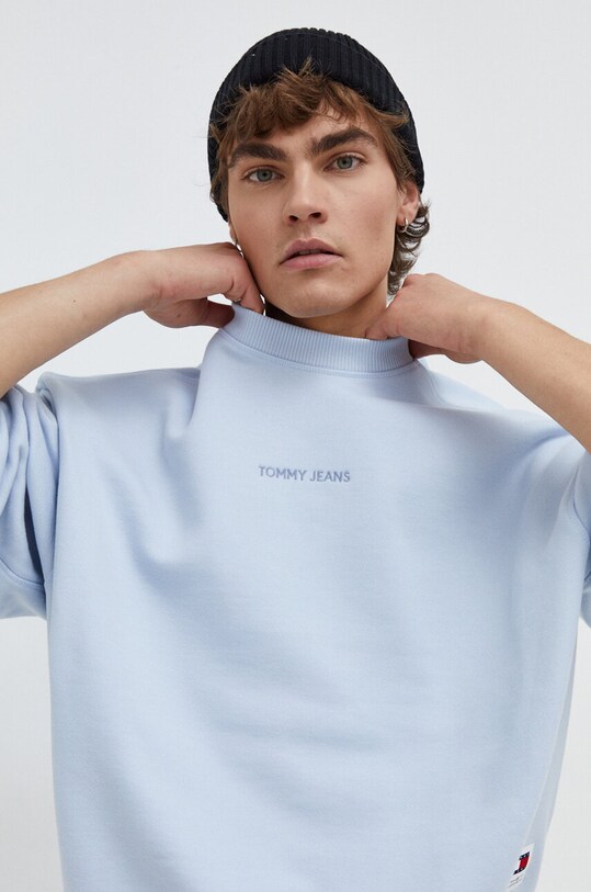 Pamučna dukserica Tommy Jeans bez uzorka plava DM0DM18414