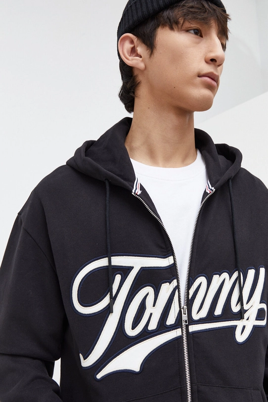 Tommy Jeans pamut melegítőfelső fekete DM0DM18415