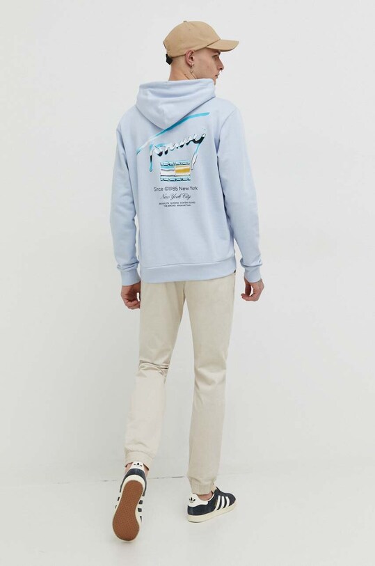 Хлопковая кофта Tommy Jeans с капюшоном голубой DM0DM18457