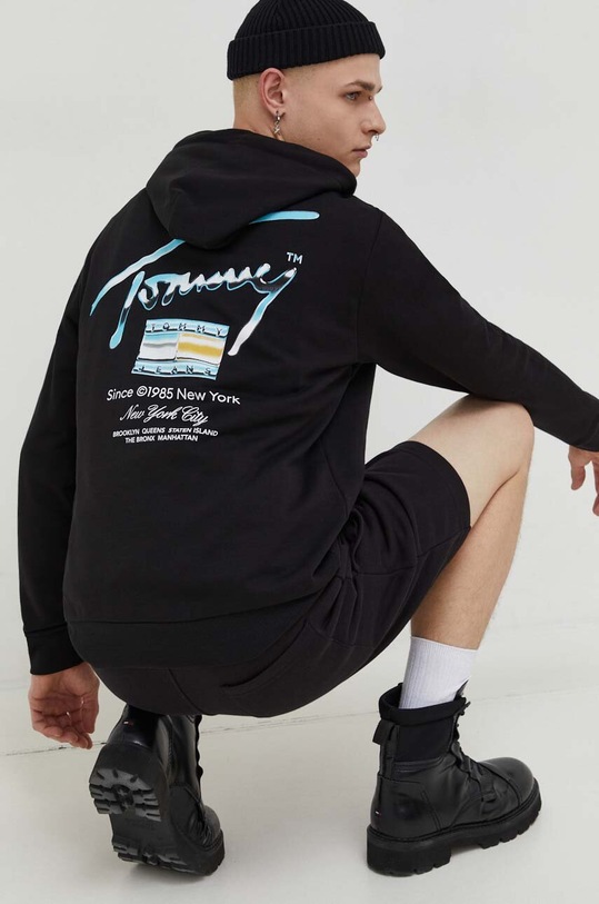 Tommy Jeans hanorac de bumbac print negru DM0DM18457