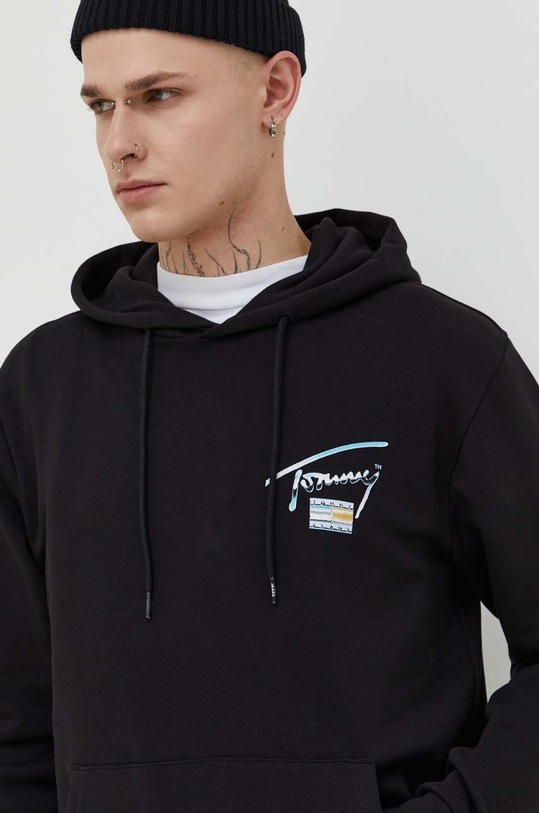 Tommy Jeans hanorac de bumbac negru DM0DM18457