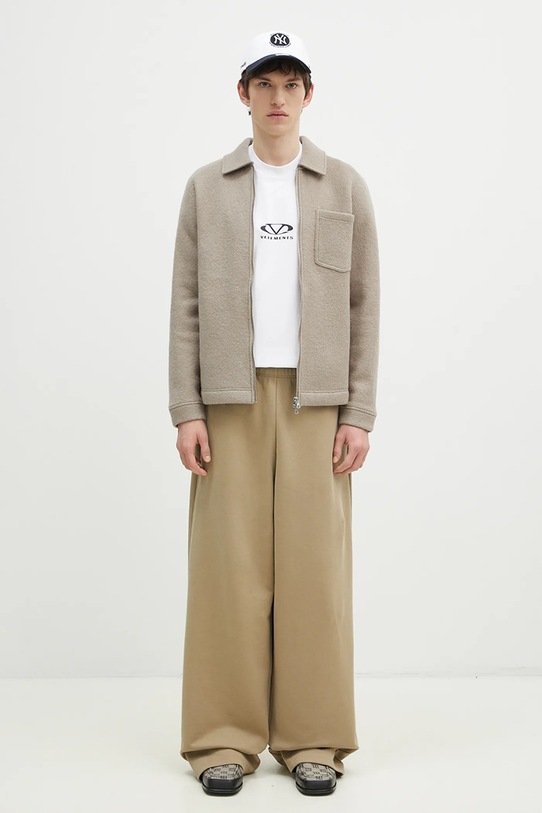 Vlněná košilová bunda Samsoe Samsoe M22400082 béžová