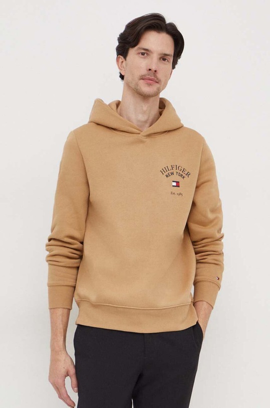 Tommy Hilfiger bluza z kapturem brązowy MW0MW33641