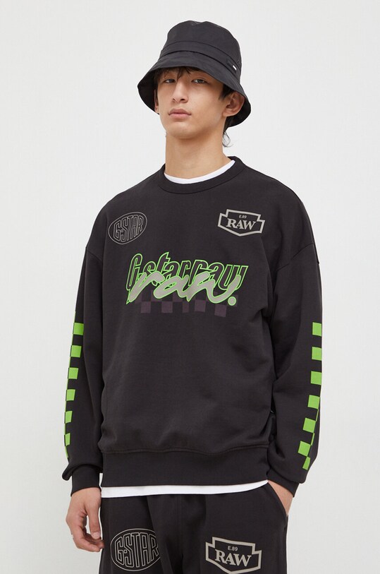G-Star hanorac de bumbac print negru D23895.B782