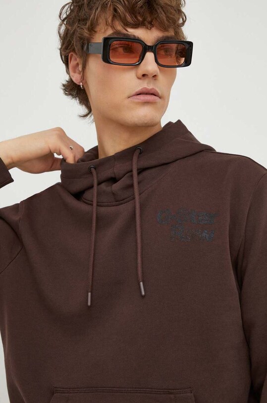 Bavlnená mikina G-Star Raw hnedá D23896.B782