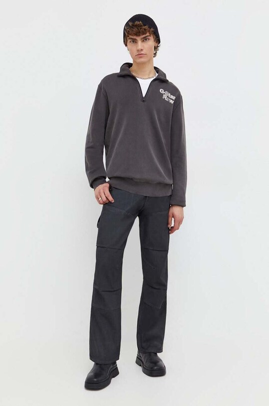 Bavlněná mikina G-Star D24666.D249 šedá SS24