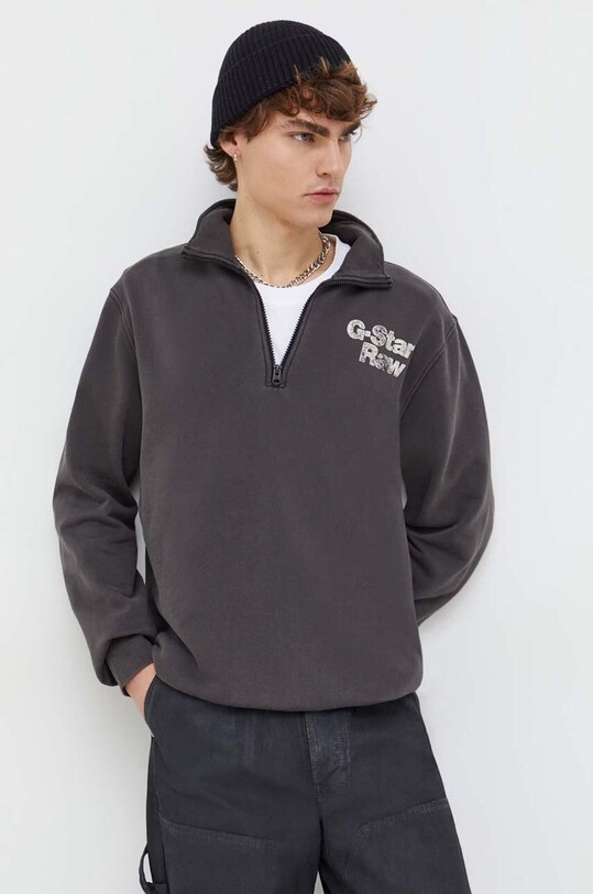 Bavlněná mikina G-Star šedá D24666.D249