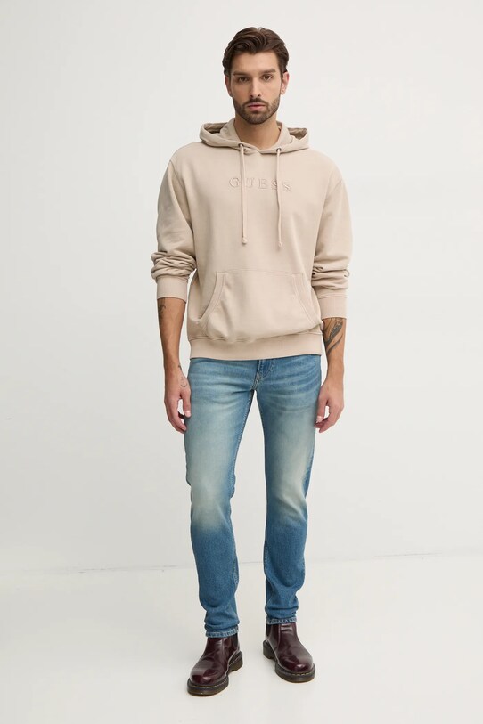 Βαμβακερή μπλούζα Guess FINCH M4RQ33.K9YI1 μπεζ AW24