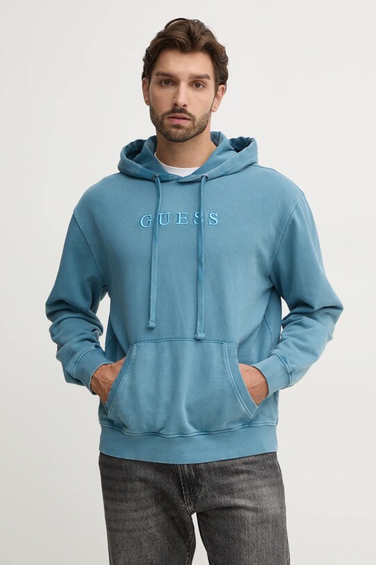 Хлопковая кофта Guess FINCH хлопок голубой M4RQ33.K9YI1