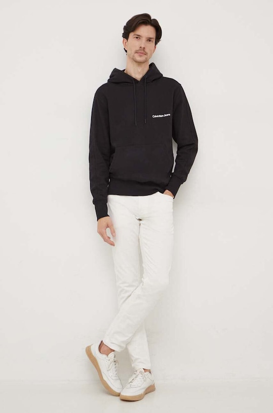 Βαμβακερή μπλούζα Calvin Klein Jeans J30J324620 μαύρο SS24