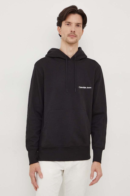 Βαμβακερή μπλούζα Calvin Klein Jeans μαύρο J30J324620