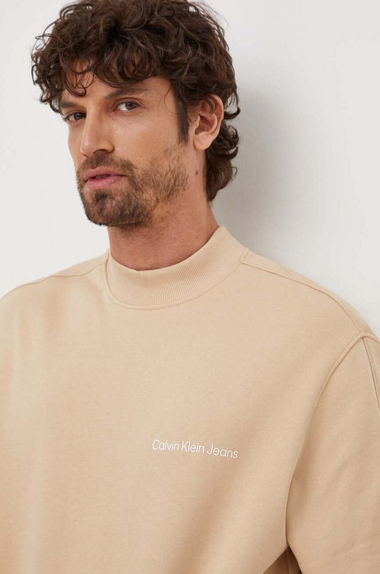 Calvin Klein Jeans bluza bawełniana bawełna beżowy J30J324621