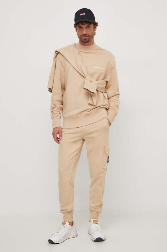 Calvin Klein Jeans bluza bawełniana J30J324621 beżowy SS24