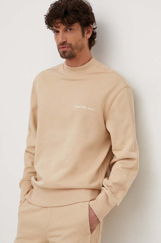 Calvin Klein Jeans bluza bawełniana beżowy J30J324621