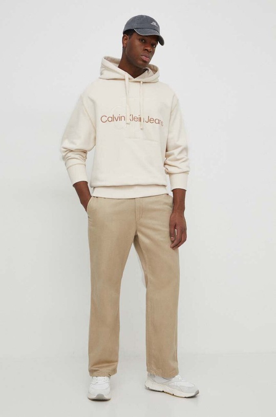 Bavlnená mikina Calvin Klein Jeans J30J324623 béžová SS24