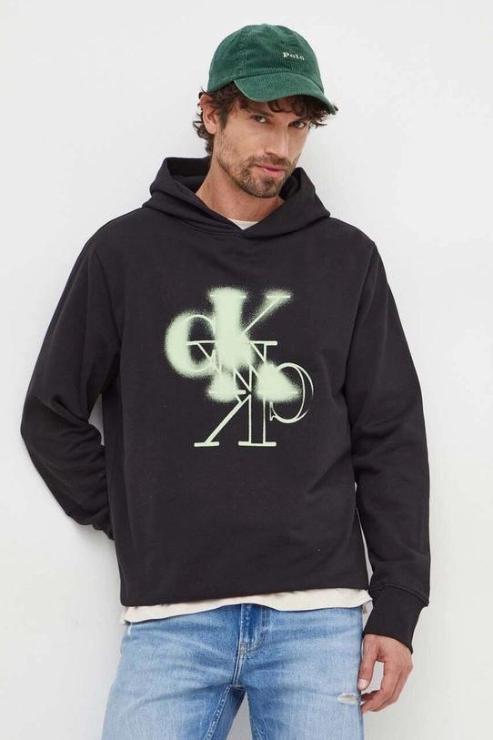 Βαμβακερή μπλούζα Calvin Klein Jeans εκτύπωση μαύρο J30J324630