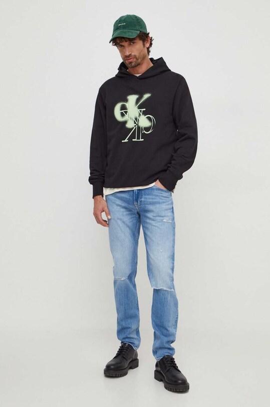 Calvin Klein Jeans hanorac de bumbac J30J324630 negru SS24