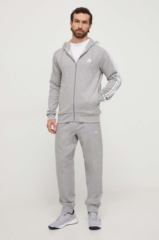Βαμβακερή μπλούζα adidas IC9833 γκρί SS24