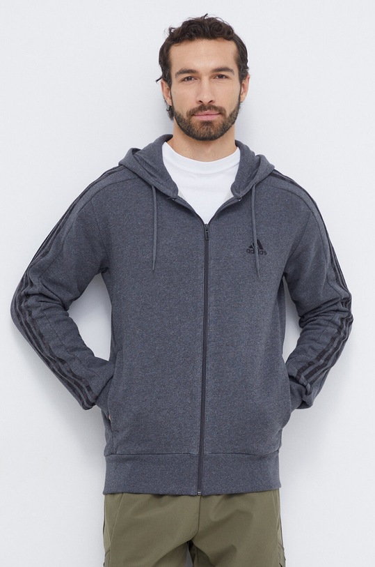 adidas bluza bawełniana z kapturem szary IC9837