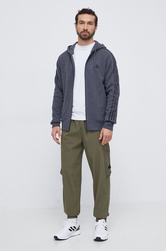 Βαμβακερή μπλούζα adidas IC9837 γκρί SS24