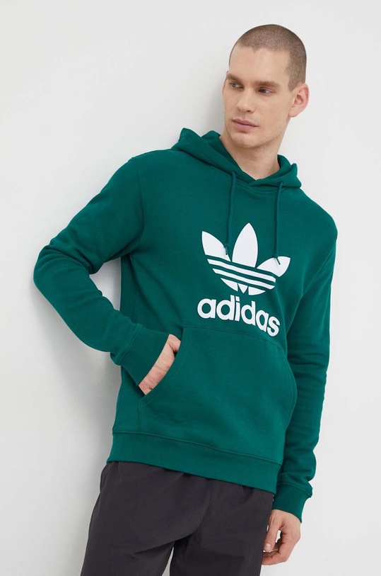 adidas Originals hanorac de bumbac Adicolor Classics Trefoil verde IM9407