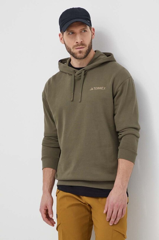 Tepláková mikina adidas TERREX bavlna zelená IN4716