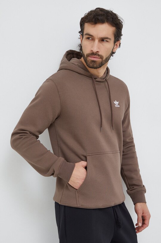 Кофта adidas Originals Trefoil Essentials Hoody з капюшоном коричневий IR7786