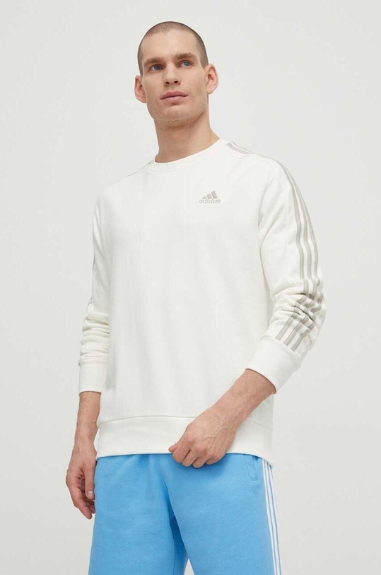 adidas bluza bawełniana aplikacja beżowy IS1351