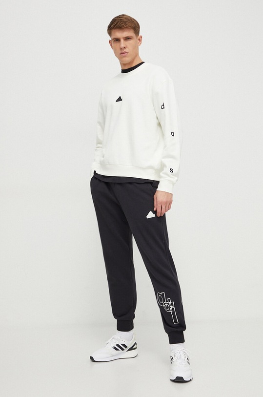 adidas bluza bawełniana IS2036 beżowy SS24