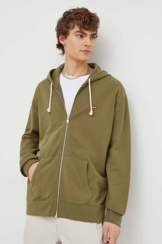 Levi's hanorac de bumbac uni verde 34584