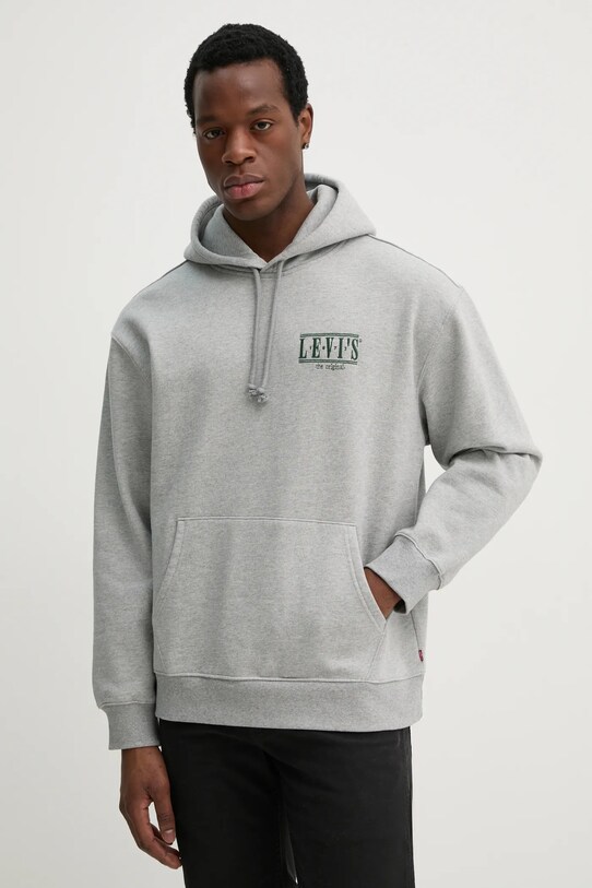 Bombažen pulover Levi's S kapuco siva 38479