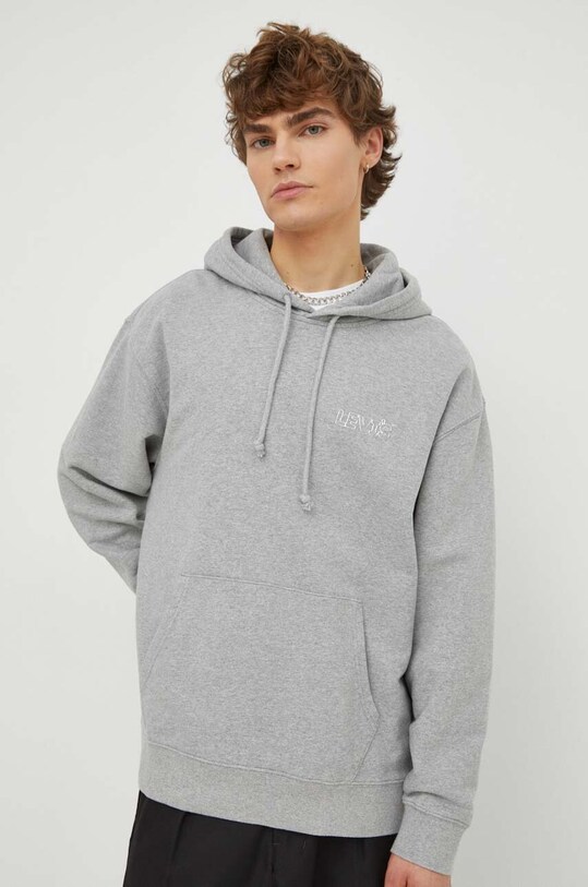Bavlnená mikina Levi's melanž sivá 38479