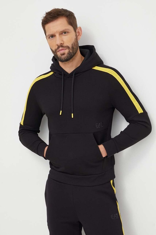 EA7 Emporio Armani hanorac de bumbac imprimeu negru 3DPM57.PJEQZ