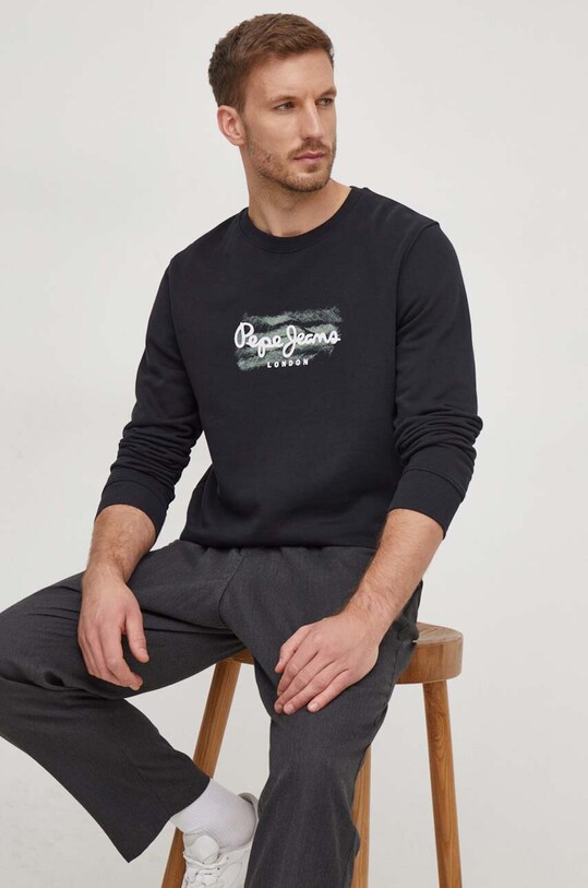 Pepe Jeans hanorac de bumbac Robinson print negru PM582554
