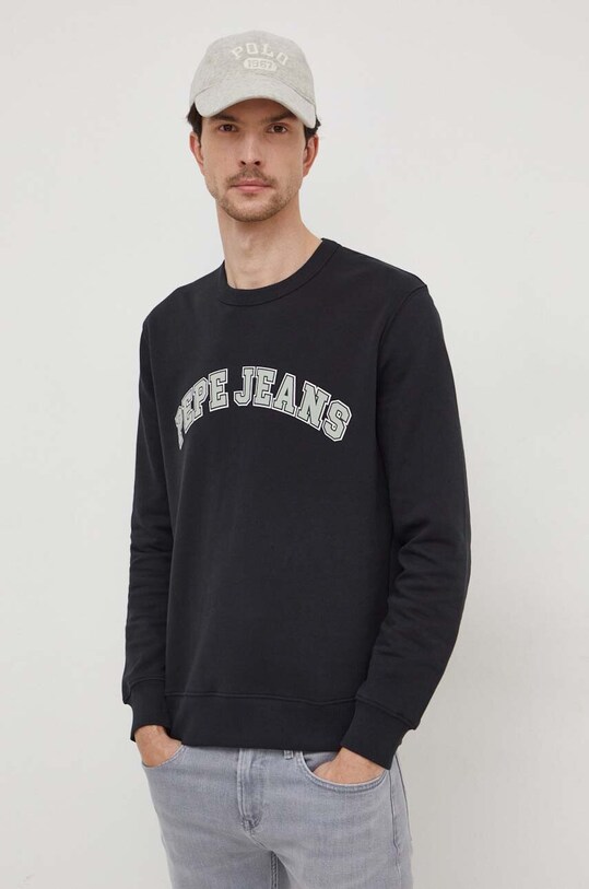 Pepe Jeans hanorac de bumbac Raven print negru PM582555