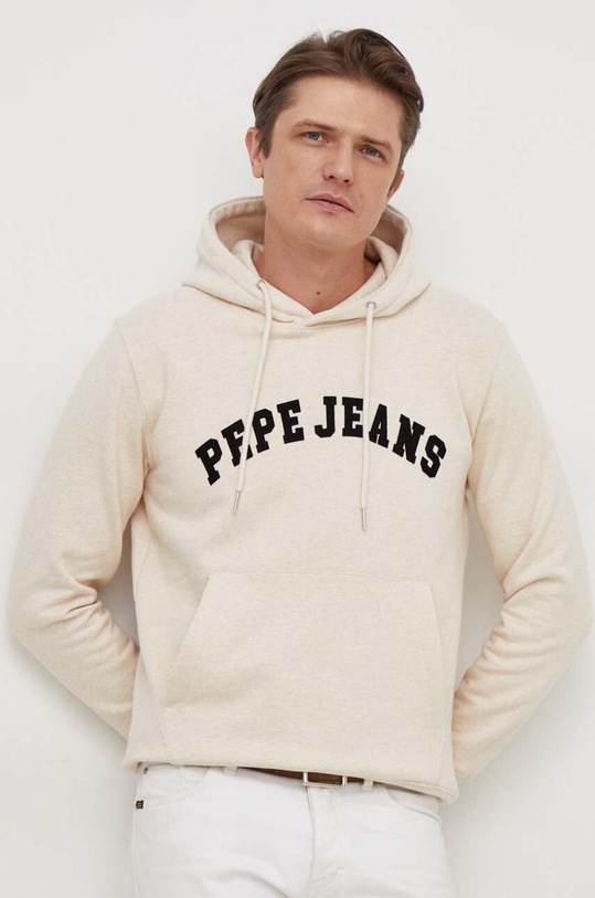 Pepe Jeans bluza bawełniana Rane z kapturem beżowy PM582556