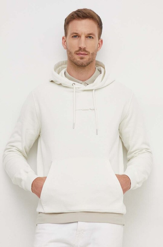 Pepe Jeans bluza bawełniana Dave Hoodie nadruk beżowy PM582561