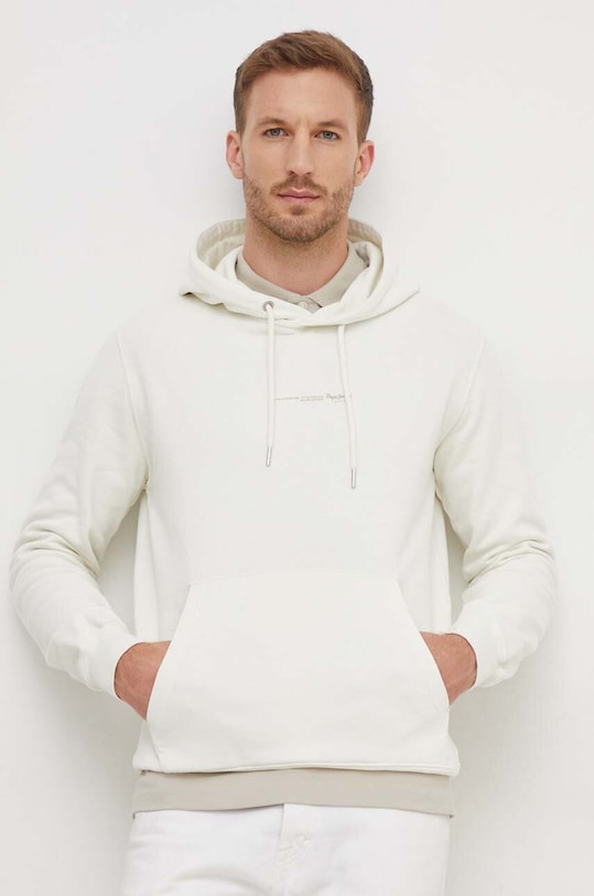 Pepe Jeans bluza bawełniana Dave Hoodie nadruk beżowy PM582561