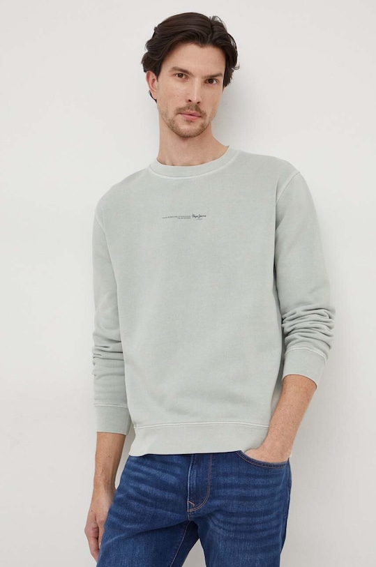 Pepe Jeans hanorac de bumbac Dave Crew print verde PM582562