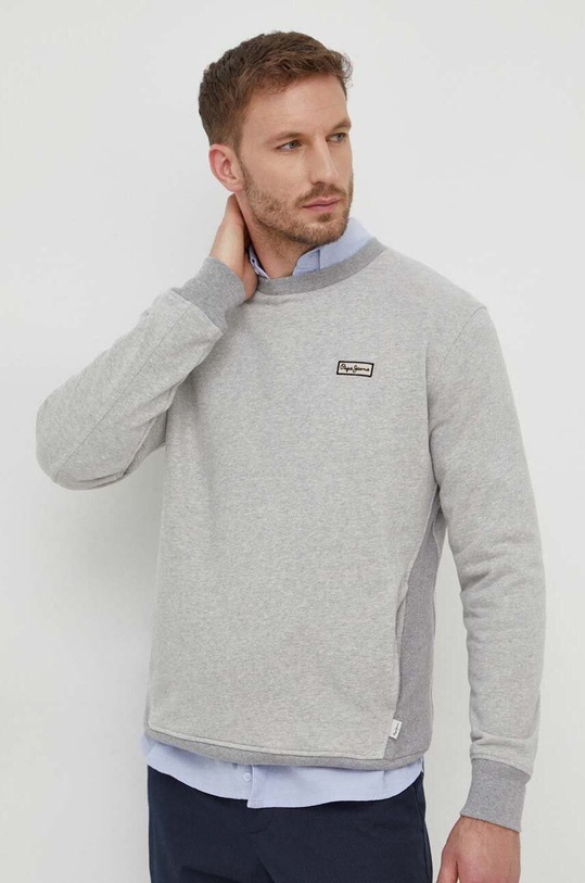 Pepe Jeans bluza bawełniana ROBBY aplikacja szary PM582569