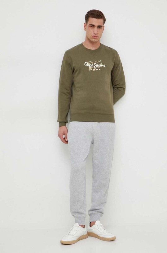 Pepe Jeans hanorac de bumbac Roswell print verde PM582571